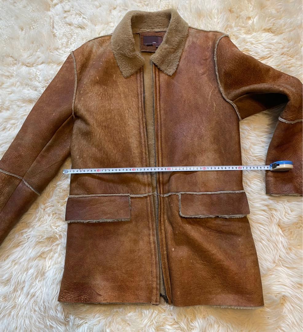 ZARA MAN リアル ムートン コート M Wフェイス ブラウン