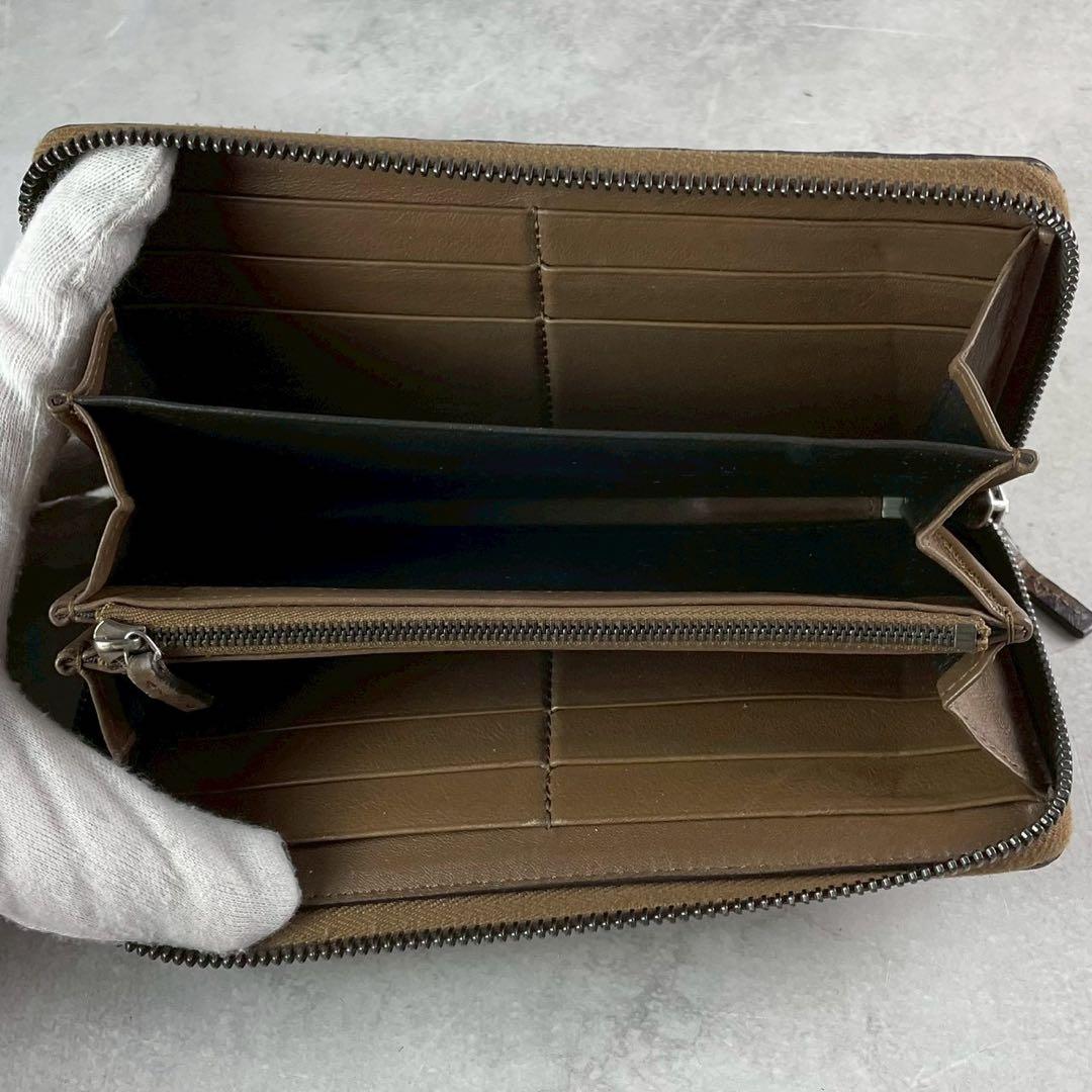 美品 希少✨グッチ 長財布 ラウンドファスナー マイクロシマ パイソン レザー