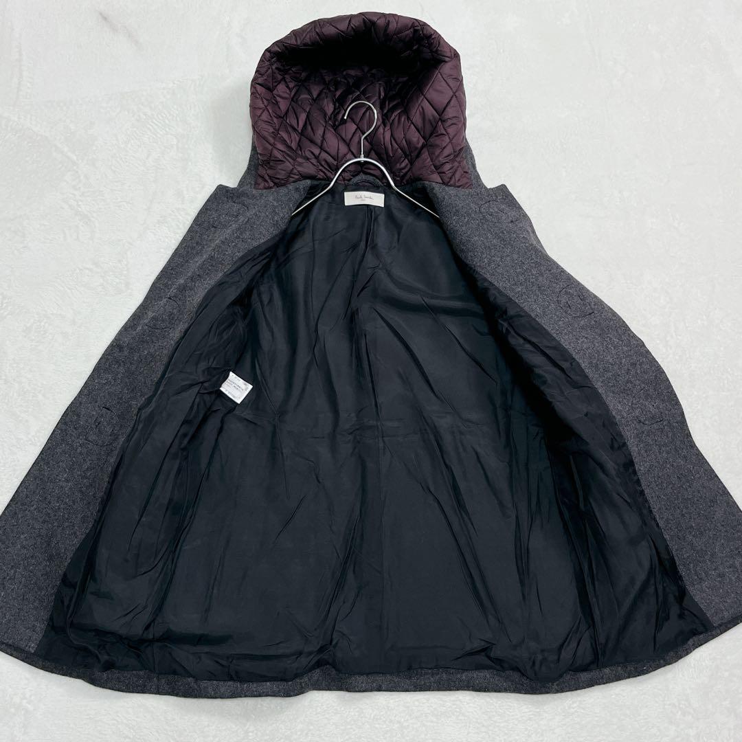 『ポールスミス』ダッフルコート キルティング 異素材 切替 44 グレーパープル