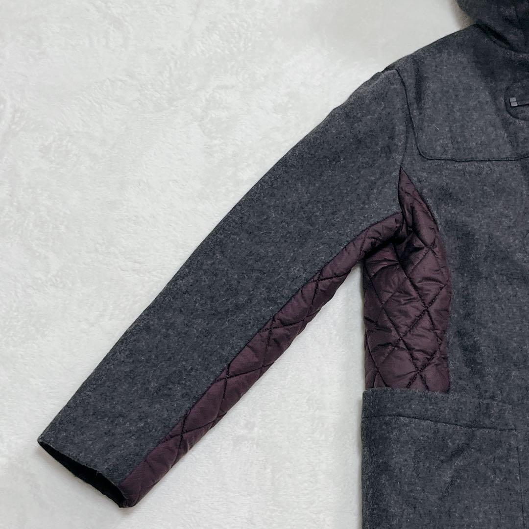 『ポールスミス』ダッフルコート キルティング 異素材 切替 44 グレーパープル