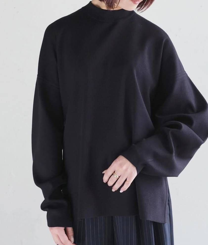ENFOLD 24 BOX KNIT PULLOVER モックネック 38 黒