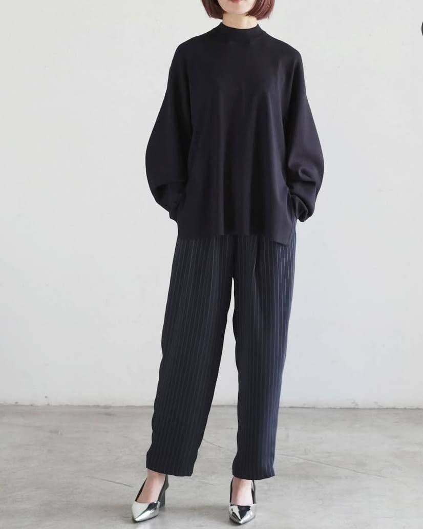 ENFOLD 24 BOX KNIT PULLOVER モックネック 38 黒