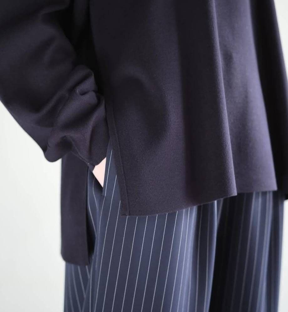 ENFOLD 24 BOX KNIT PULLOVER モックネック 38 黒