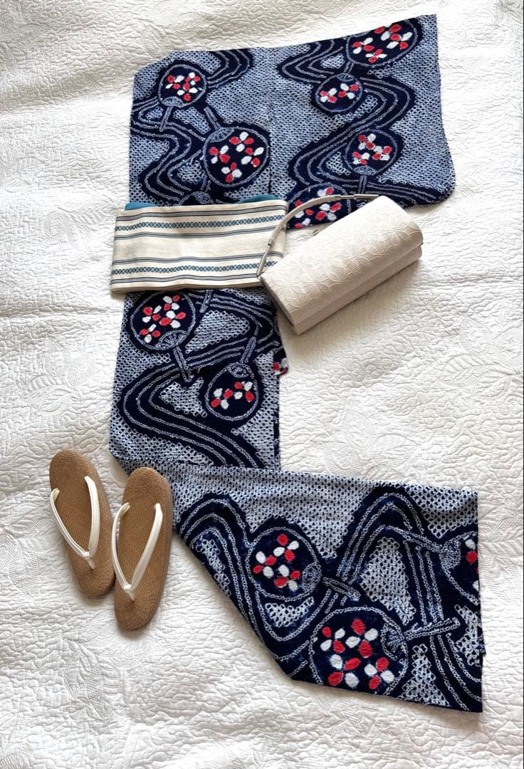 粋な大人の浴衣 極上の逸品です ◆ 有松絞り 団扇うちわ 高身長の方にも