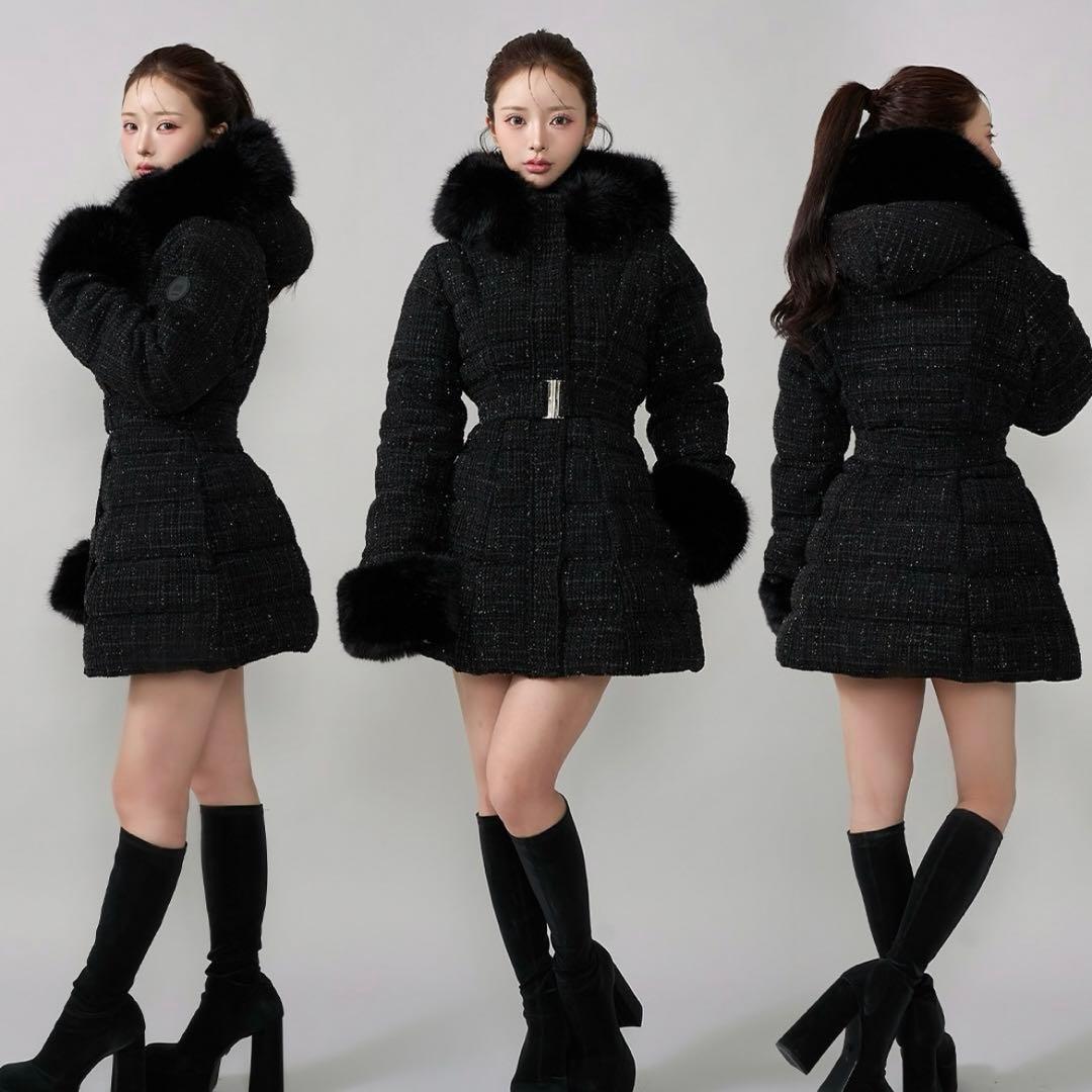 Darich♡レディミディツイードダウンコート♡ブラック♡S♡新品未開封