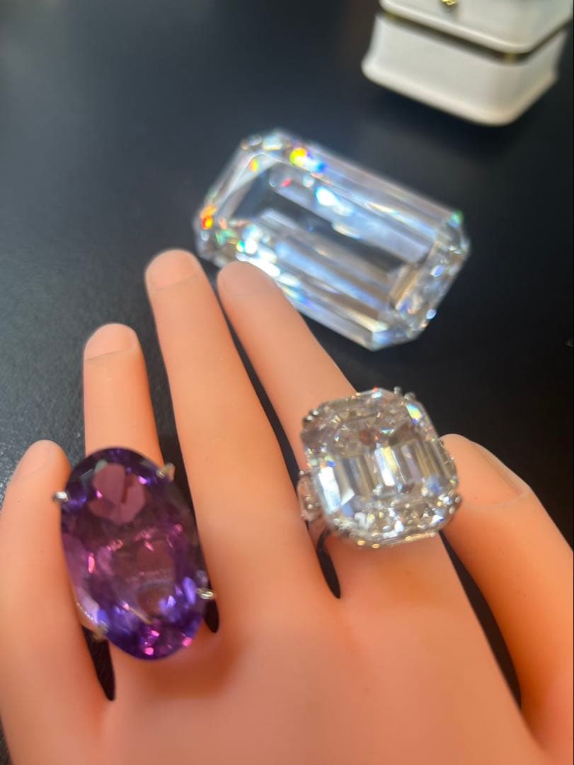 ぶ*ぶ様 天然石アメシスト特大リング16号限定サイズ