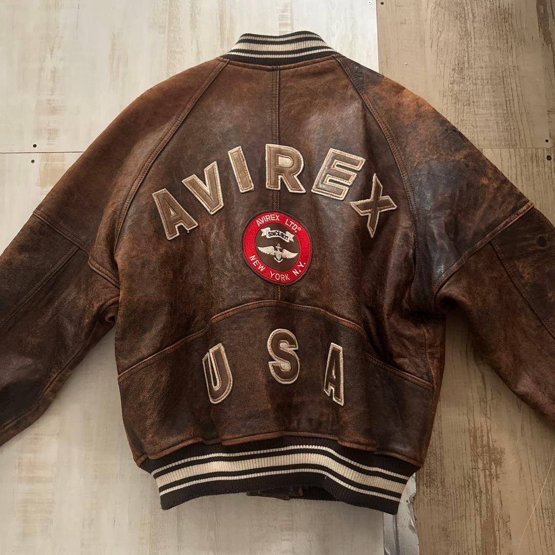 AVIREX アヴィレックス　アーチロゴ　80s レザージャケット　本革　S