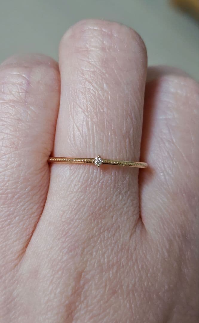 【値下げ中！】ete K10 ミル打ち ダイヤモンド リング 15号 YG エテ