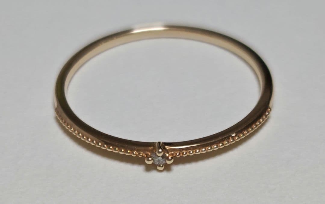 【値下げ中！】ete K10 ミル打ち ダイヤモンド リング 15号 YG エテ