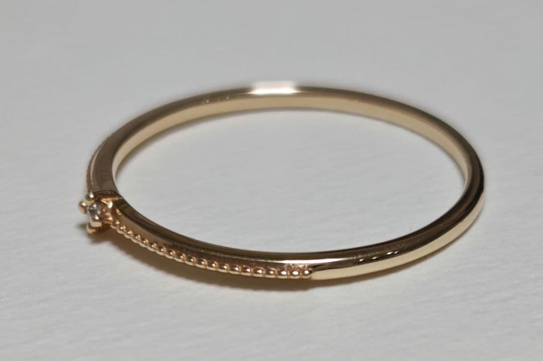 【値下げ中！】ete K10 ミル打ち ダイヤモンド リング 15号 YG エテ