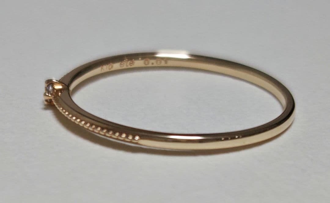 【値下げ中！】ete K10 ミル打ち ダイヤモンド リング 15号 YG エテ