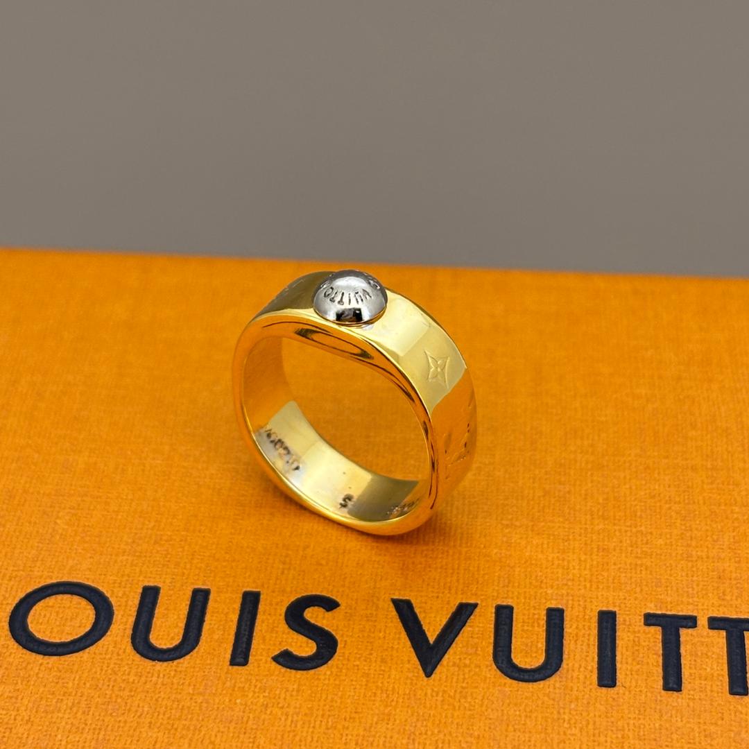 美品 ルイヴィトン ナノグラムバーグ リング ゴールド Sサイズ ロゴ