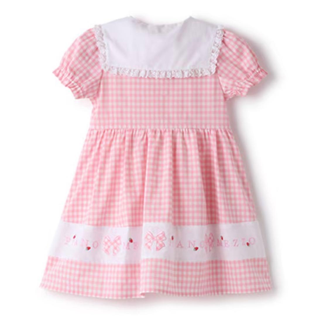 メゾピアノ 裾ロゴ　ギンガムチェック　ワンピース　100