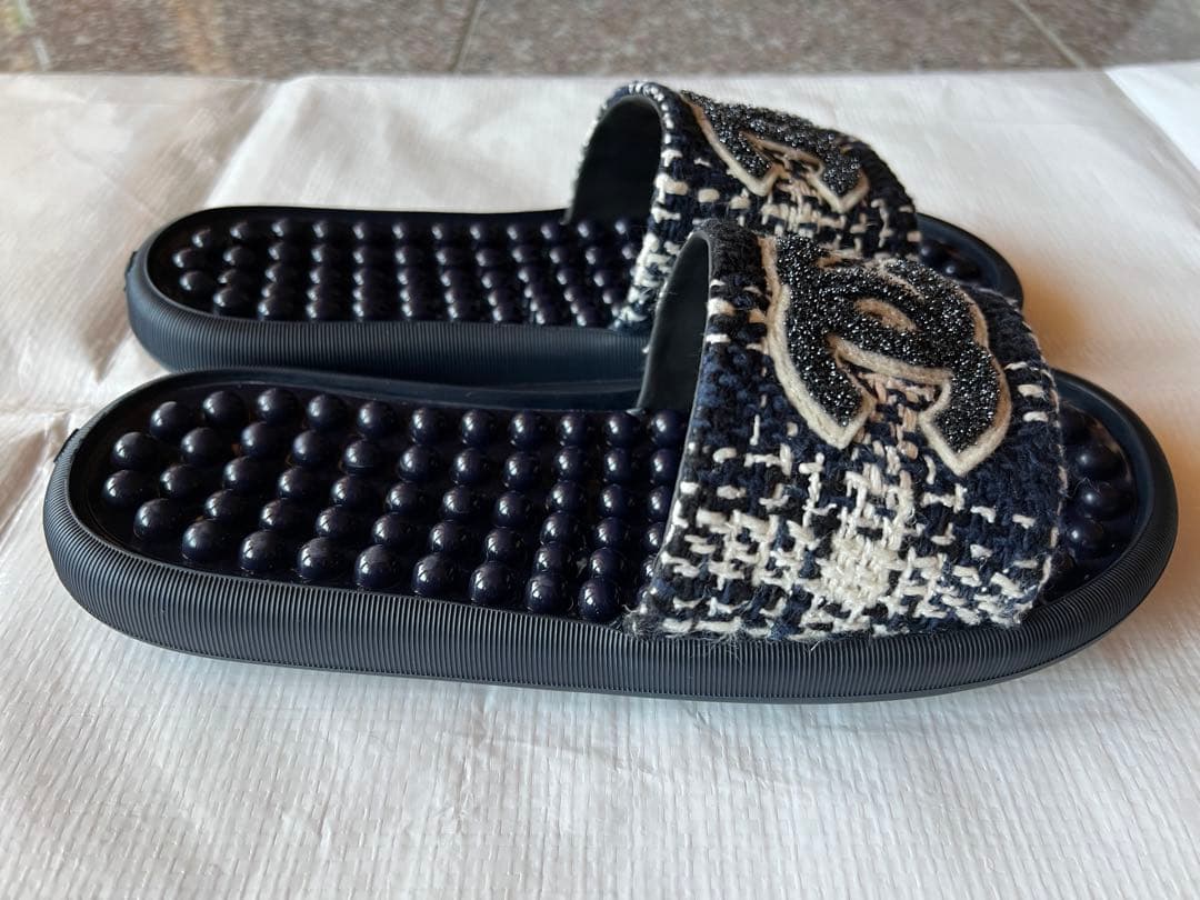 CHANEL ツイードビーチサンダル 37