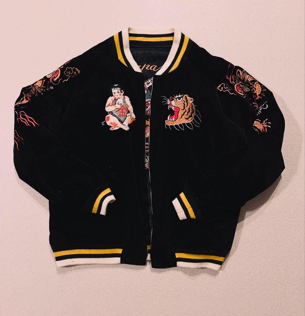 【希少】 HOUSTON 別珍 サテン スカジャン リバーシブル 金太郎 桃太郎