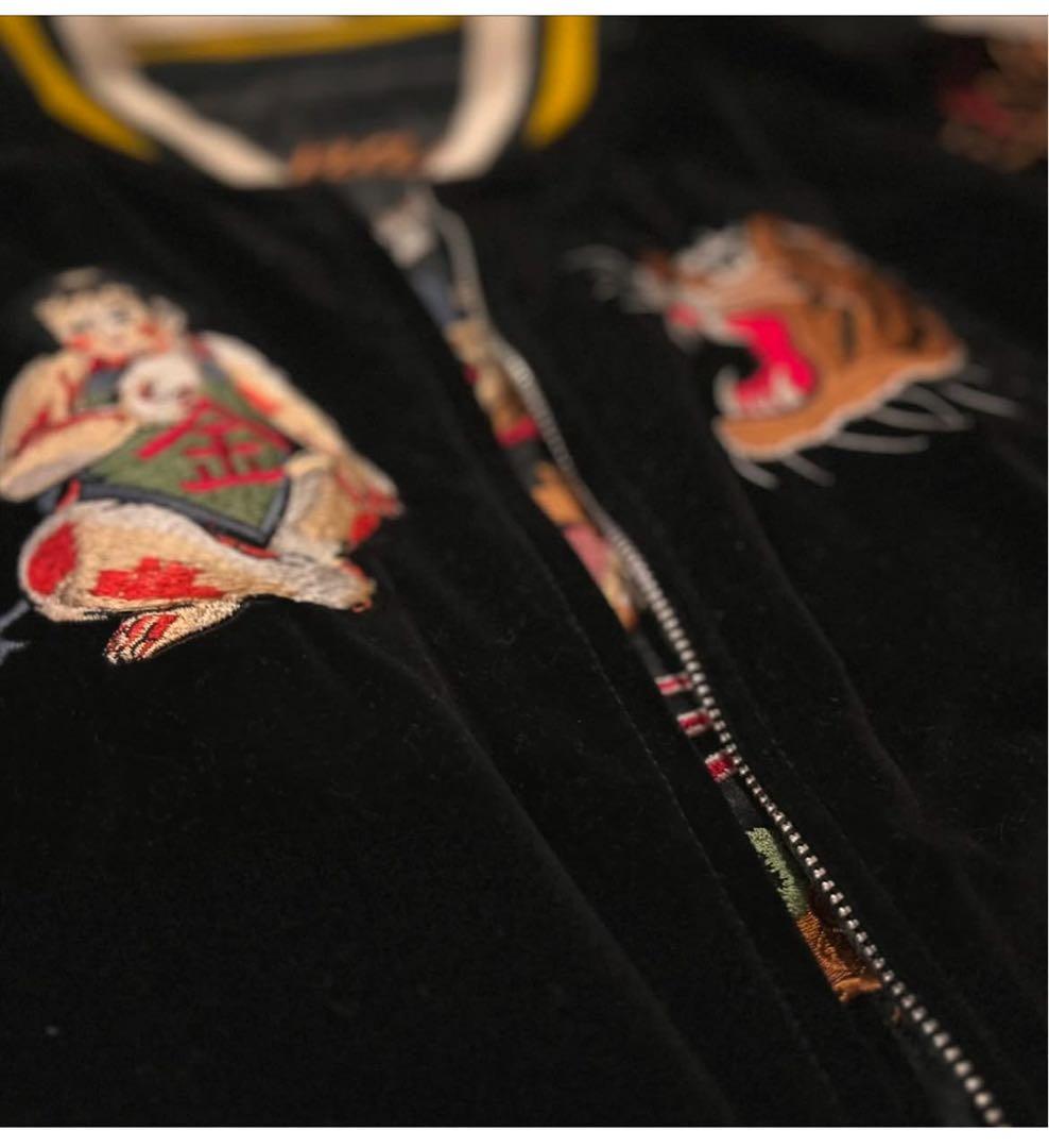 【希少】 HOUSTON 別珍 サテン スカジャン リバーシブル 金太郎 桃太郎