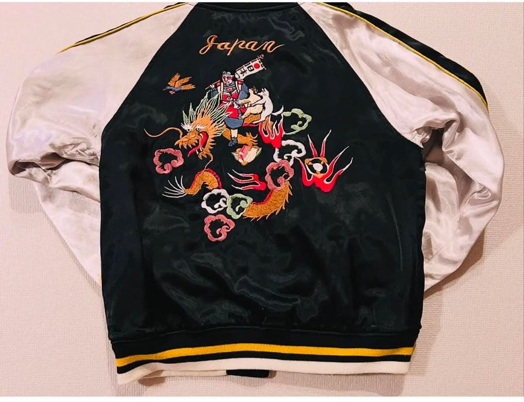 【希少】 HOUSTON 別珍 サテン スカジャン リバーシブル 金太郎 桃太郎