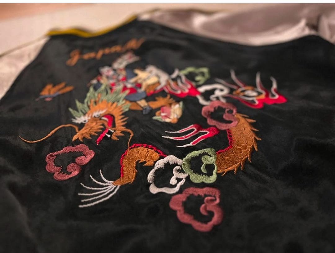 【希少】 HOUSTON 別珍 サテン スカジャン リバーシブル 金太郎 桃太郎