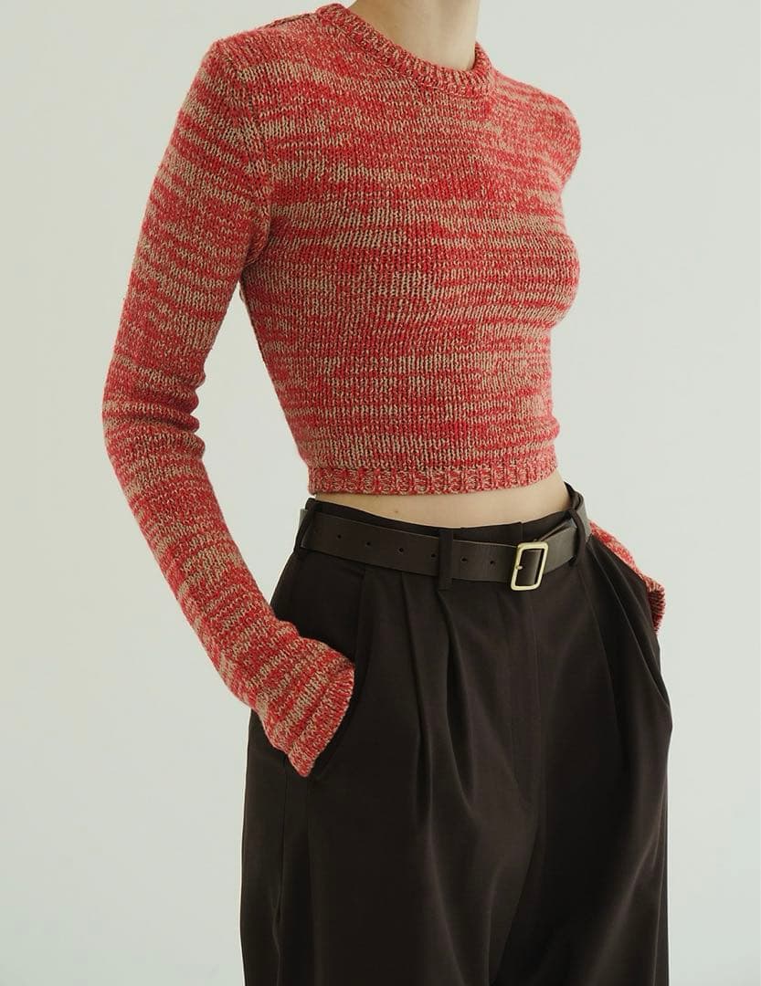 トップス CLANE COTTON SHORT KNIT TOPS