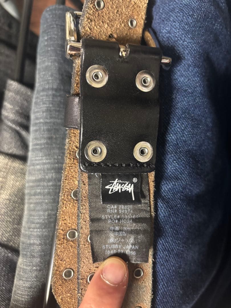 スタッズ　ベルト　y2k 本革　レザー　パンク　ロック　グランジ　stussy