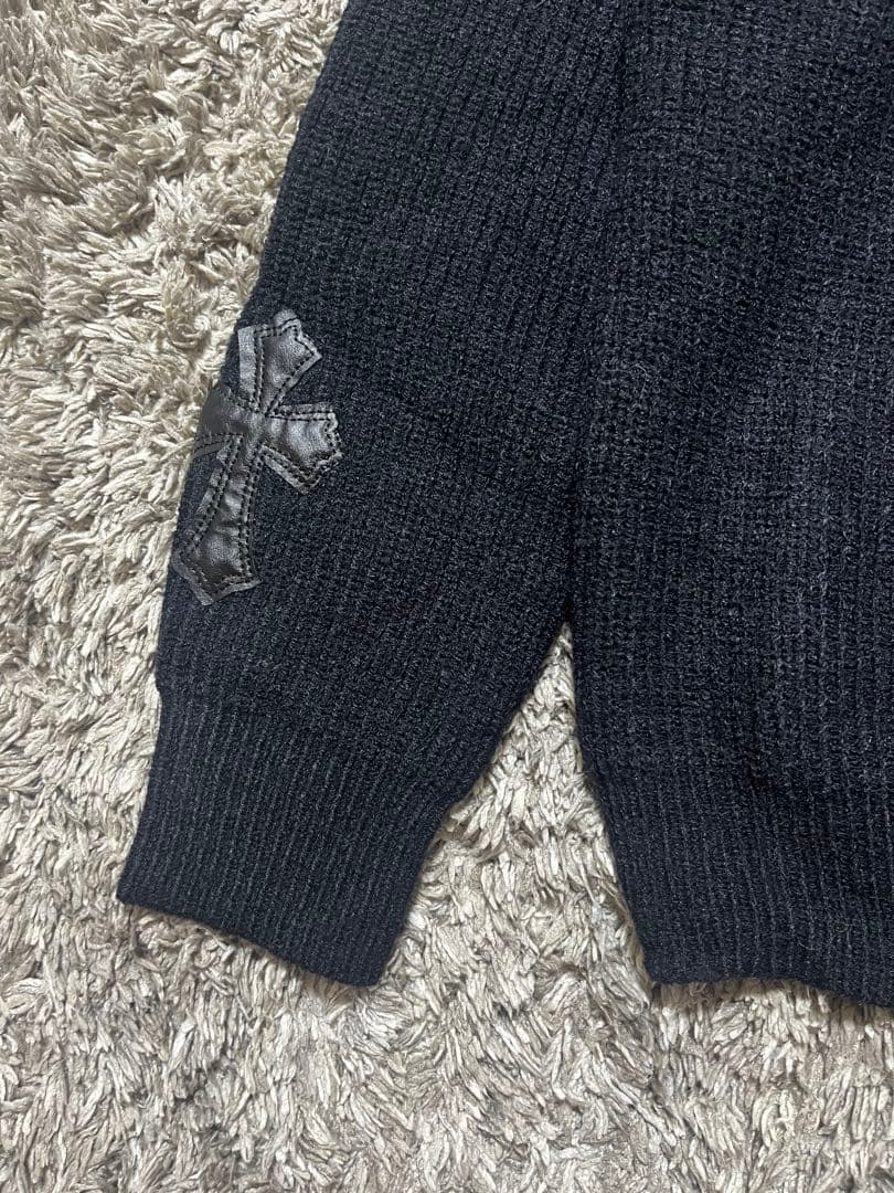 Chrome Hearts レザーパッチ ニット 黒 オーバーサイズ 男女兼用