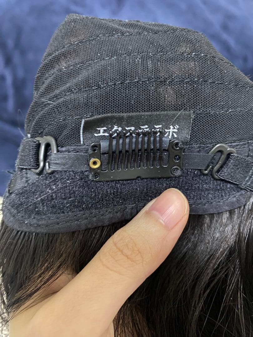 人毛100%フルウィッグ ロング ナチュラルブラック