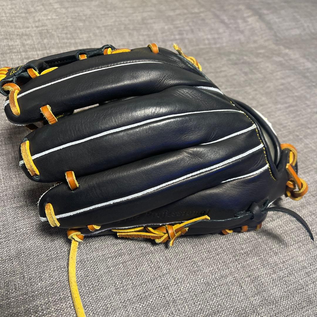 ず*な様 久保田スラッガー 軟式グローブ 黒/オレンジ　内野手用