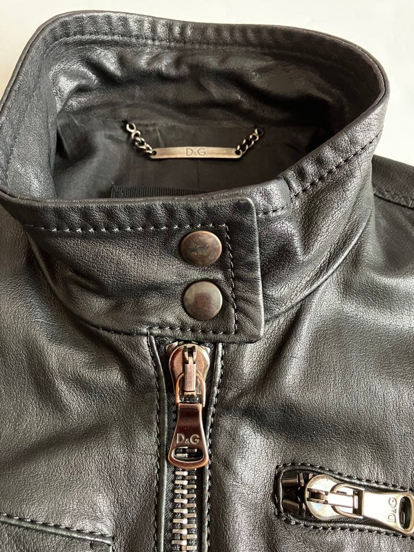 【希少美品】直営店購入品D&G ブラックレザーライダース 40サイズ