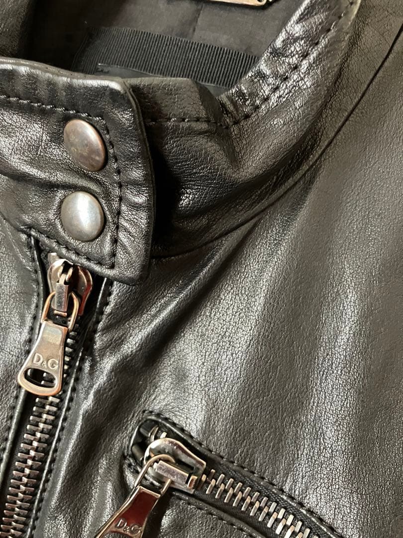 【希少美品】直営店購入品D&G ブラックレザーライダース 40サイズ