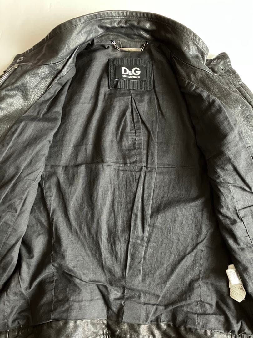 【希少美品】直営店購入品D&G ブラックレザーライダース 40サイズ