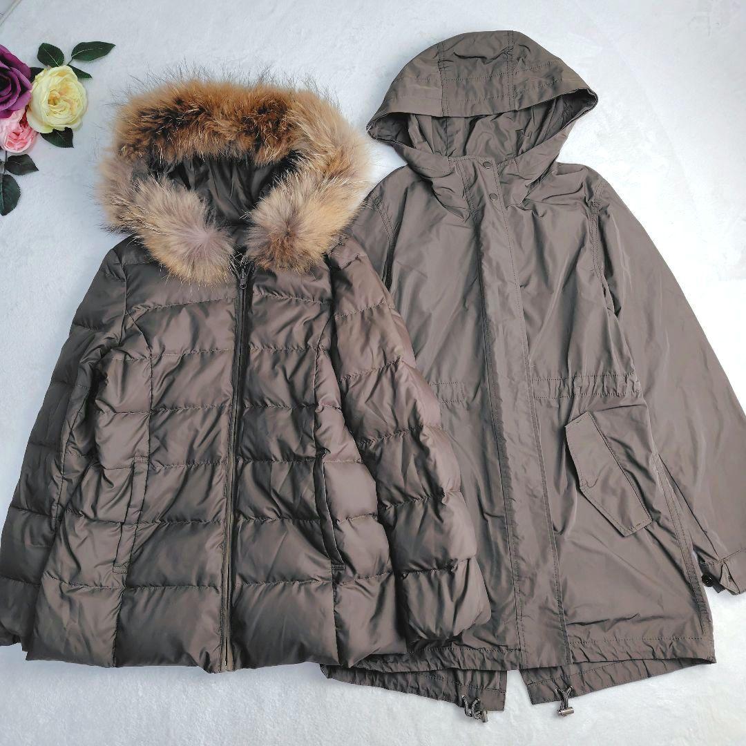 極美品✨洗える✼23区 マルチwayタフタダウンライナーコート 38 ブラウン系