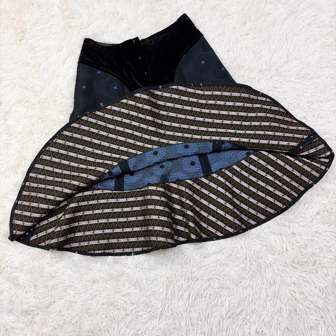 【美品】コムデギャルソン　ベロア切替　花柄フレアスカート　立体ジャガード