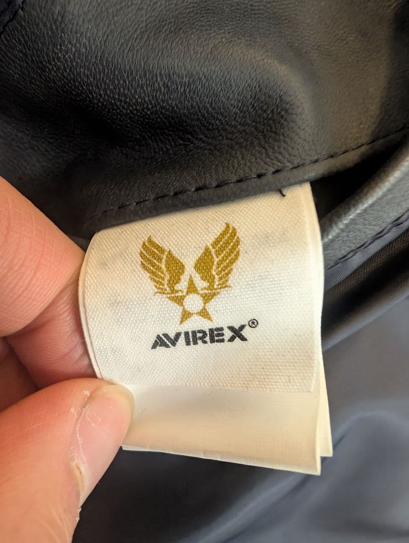 AVIREX B-3 ネイビー ラム レザー ダウンジャケット 2XL