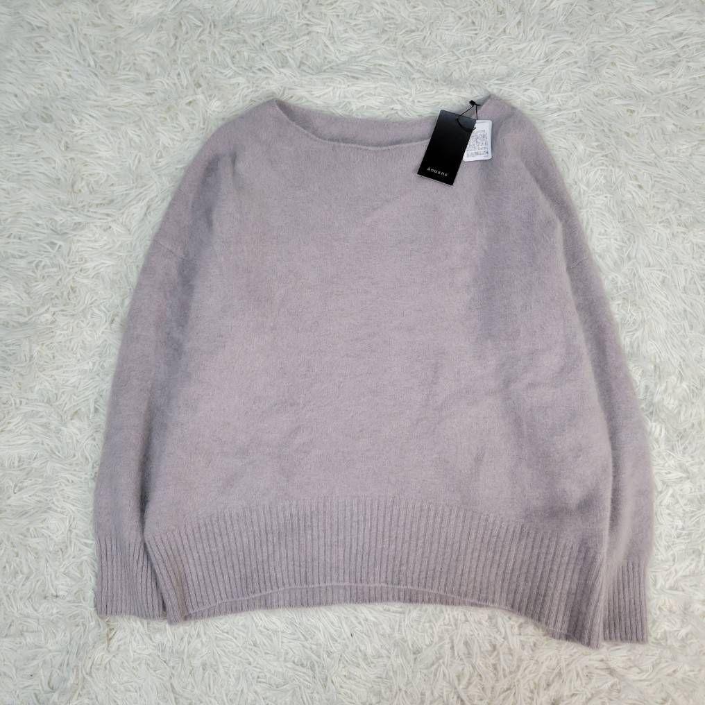 新品タグ付き☆アニュアンス　ラクーンボートネックニットプルオーバー　ファーニット