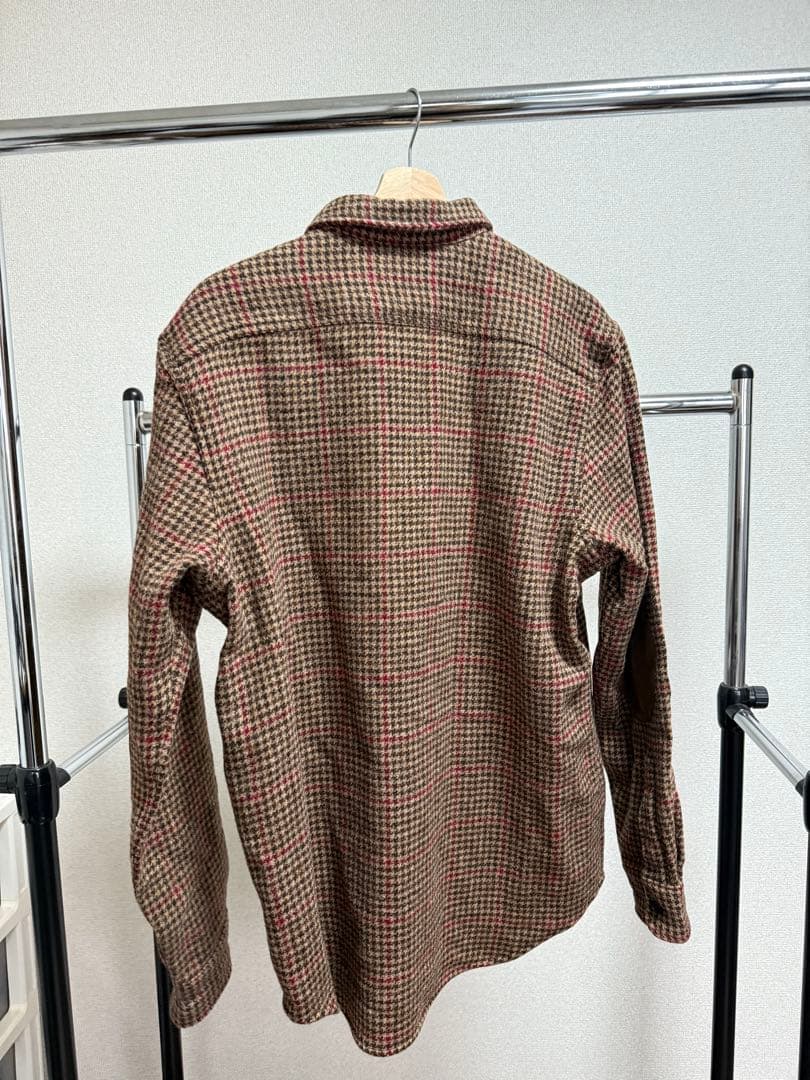 RALPH LAUREN 千鳥格子デザイン肘あて付きウールシャツ　メンズL