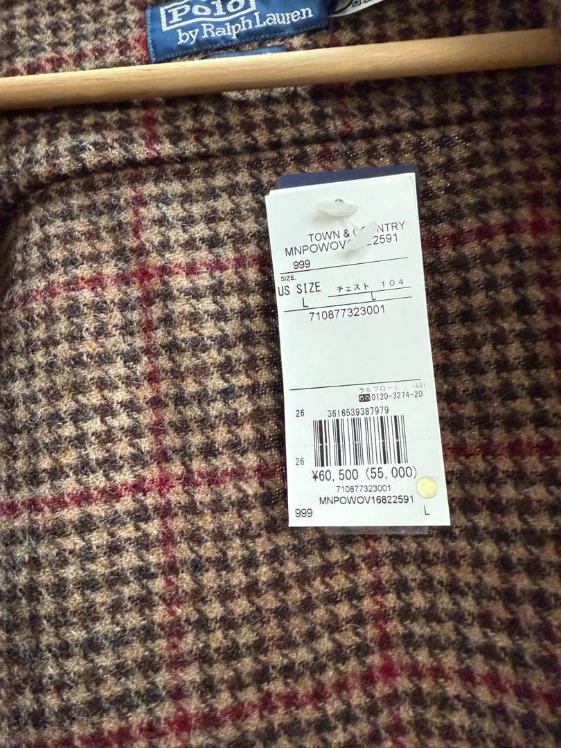 RALPH LAUREN 千鳥格子デザイン肘あて付きウールシャツ　メンズL