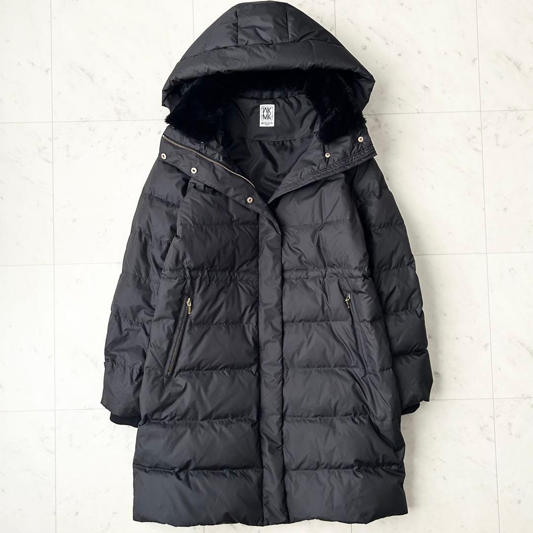 美品 ミッシェルクラン ベーシックタフタ ロングダウン ファー・フード 黒 38