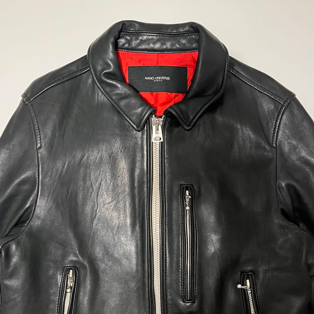 NANO UNIVERSE シープスキン ダブルジップ レザージャケット