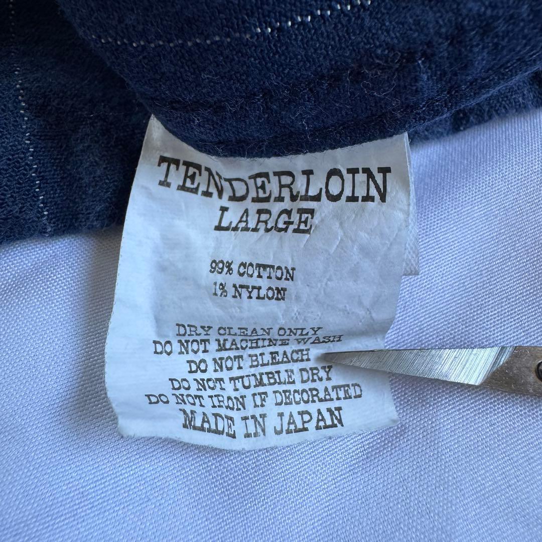 テンダーロイン　スタンドカラー　ワークシャツ　長袖　ストライプ　L ワッペン