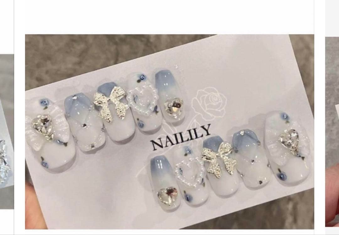 ネイルチップ ニュアンス ぷっくり ガーリー 韓国