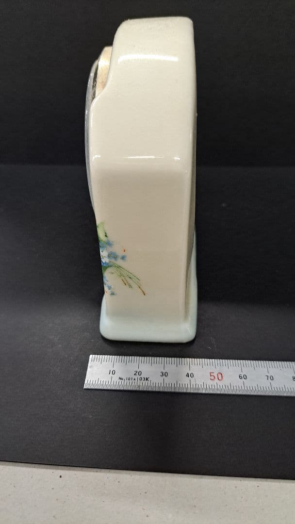 イマン陶器製アナログ置時計 青い花柄