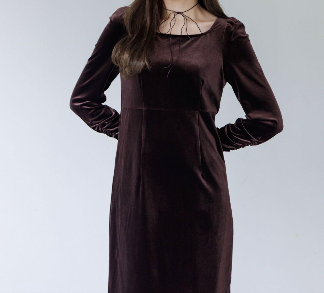 SENEE velour ribbon one-pieceベロアリボンワンピース