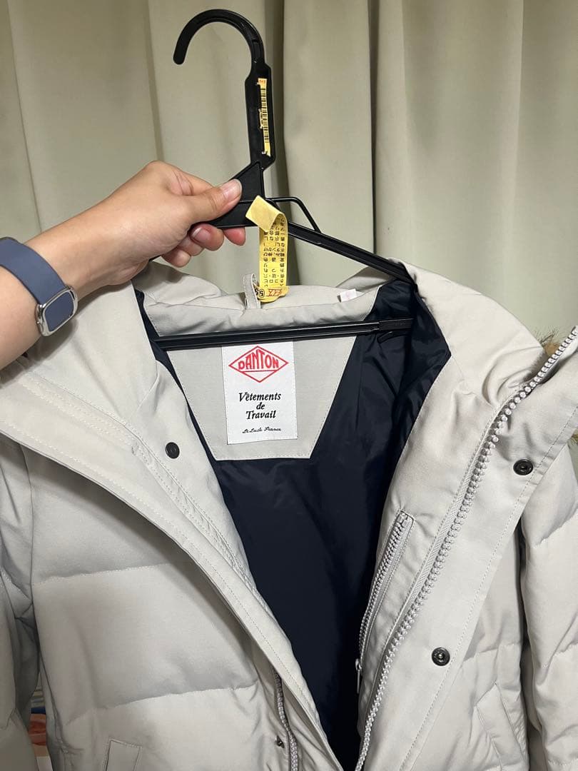 DANTON ダウンジャケットSサイズ ライトグレー ファー付き