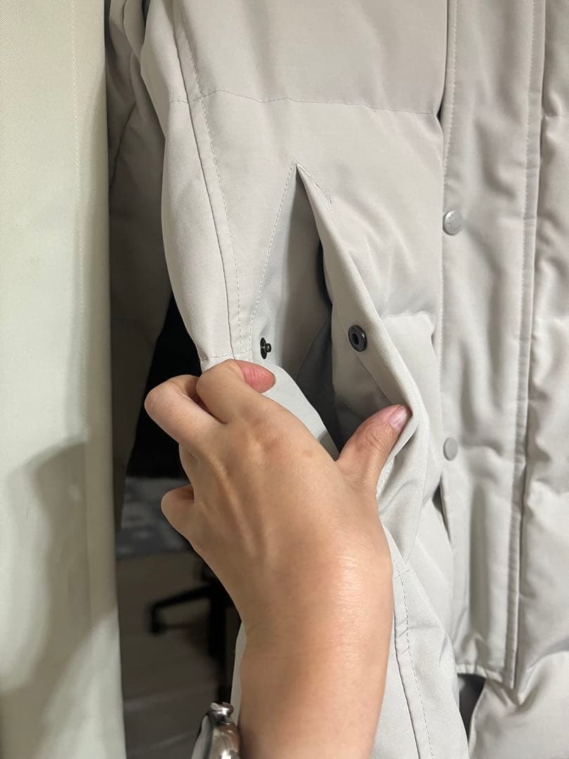 DANTON ダウンジャケットSサイズ ライトグレー ファー付き