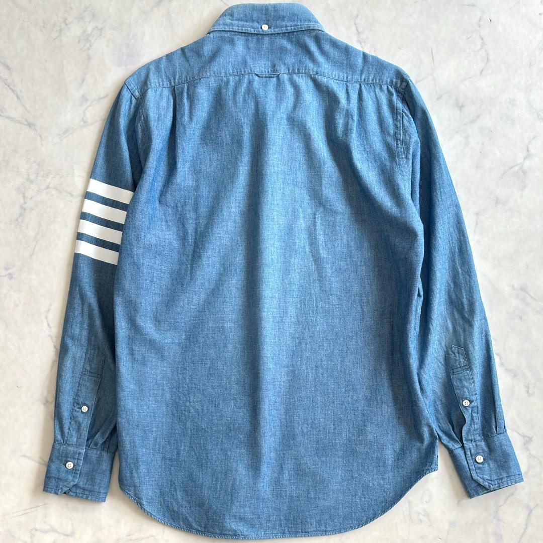 トムブラウン 4bar デニムシャツ インディゴブルー 長袖 サイズ1 ti1