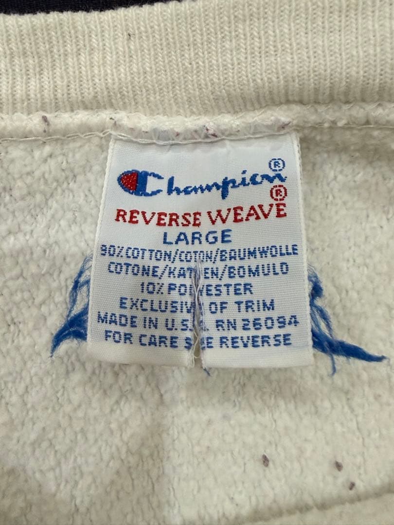 ★90s Champion リバースウィーブ無地 目有り 刺繍タグ白 USA★