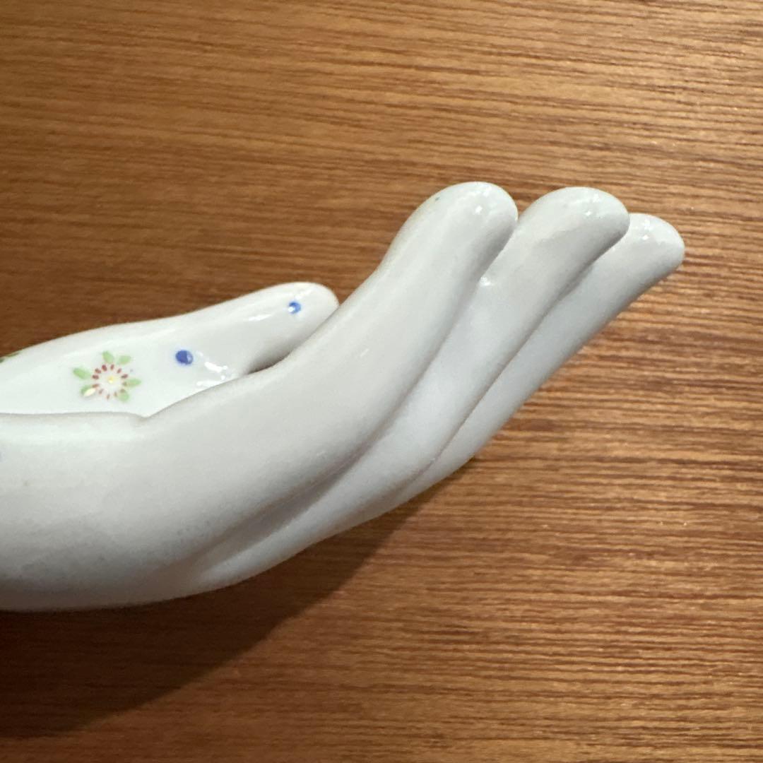 アメリカンヴィンテージ　手　ハンド　JAPAN 陶器　花模様　灰皿