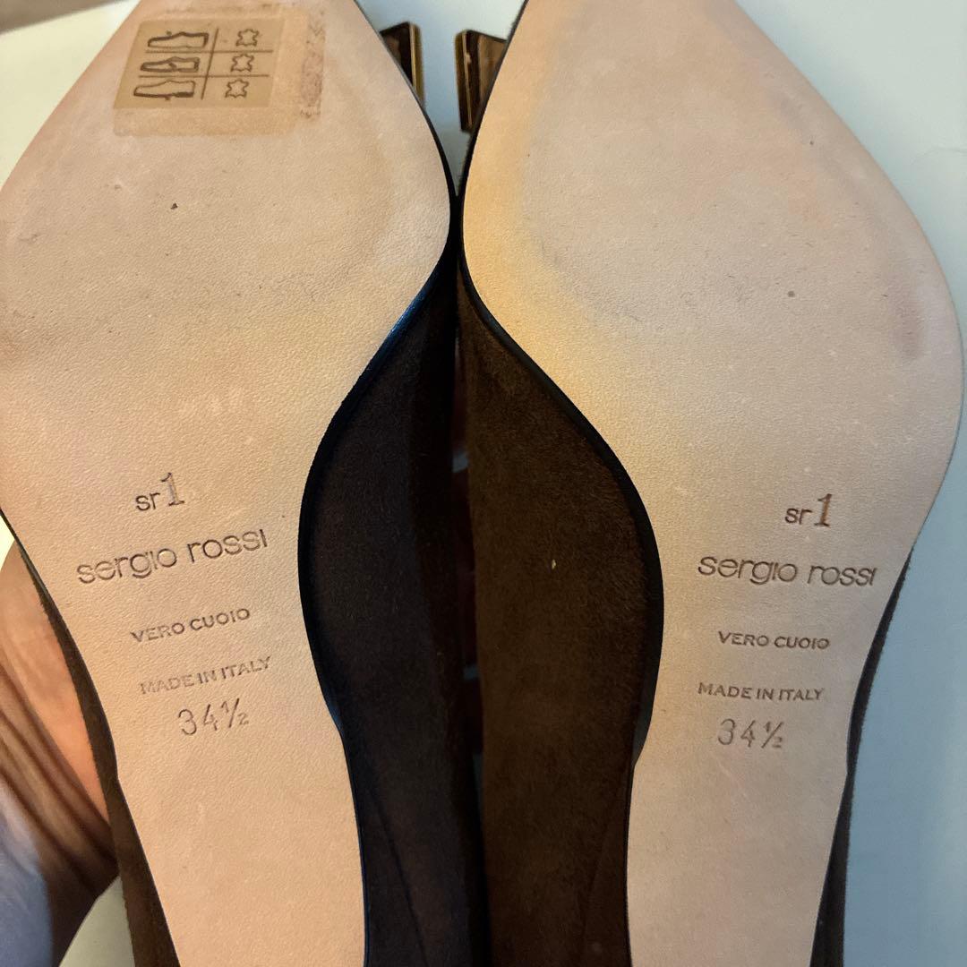 Sergio Rossiセルジオロッシsr1ダークブラウン ゴールド34 1/2