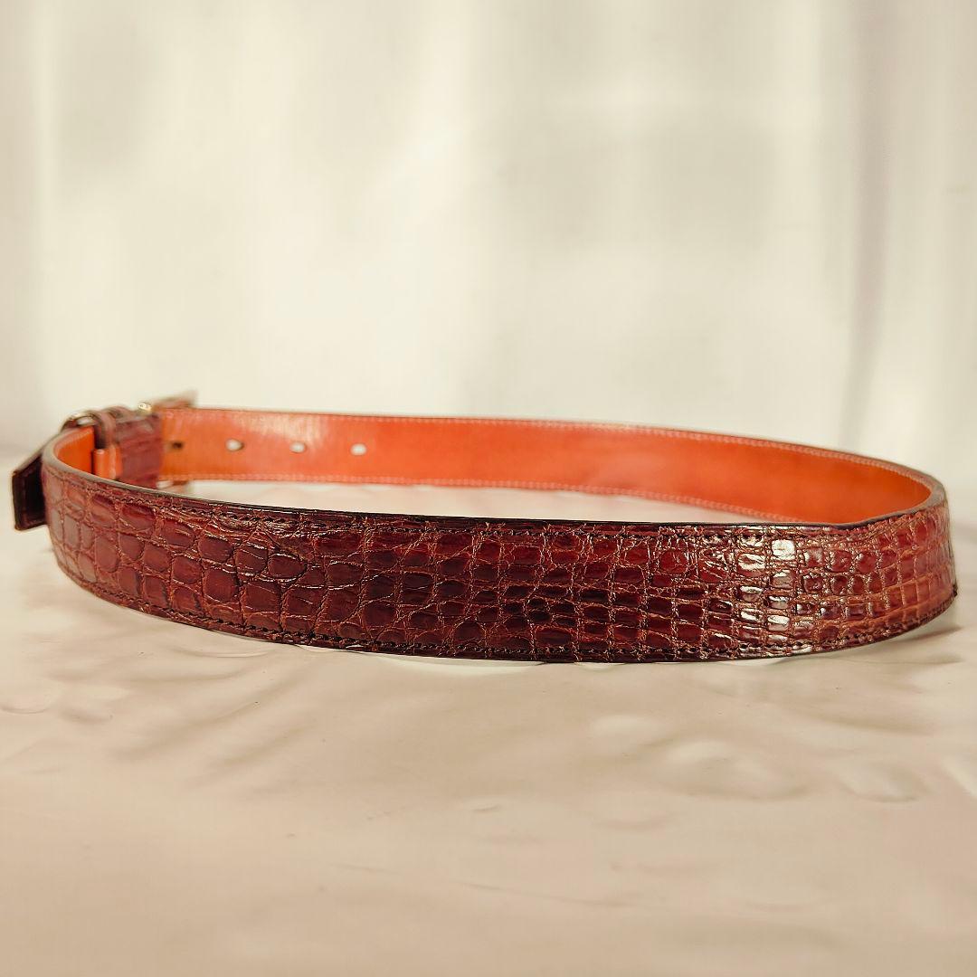 【Vintage】イタリア製　ワニ革　高級クロコダイルドレスベルト 本革 正規品