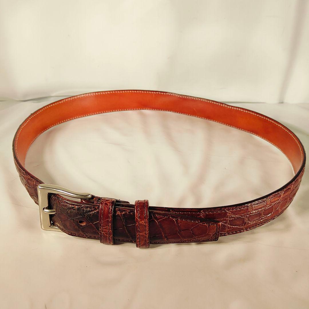 【Vintage】イタリア製　ワニ革　高級クロコダイルドレスベルト 本革 正規品